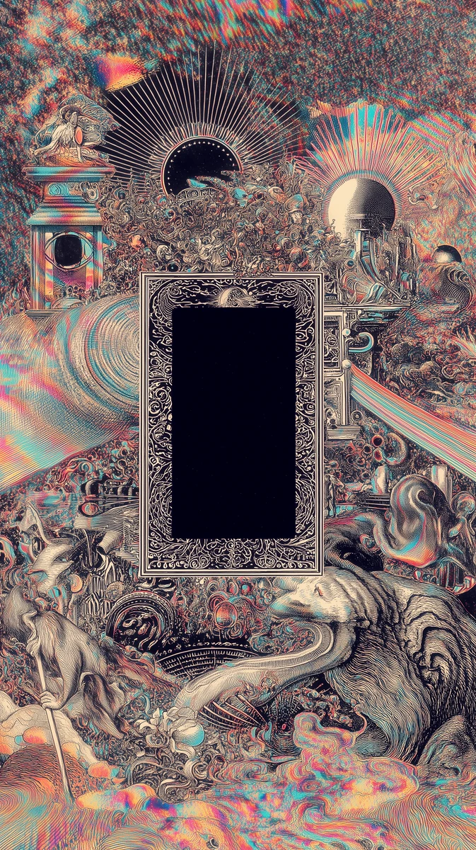 An ornate iridescent oracle card