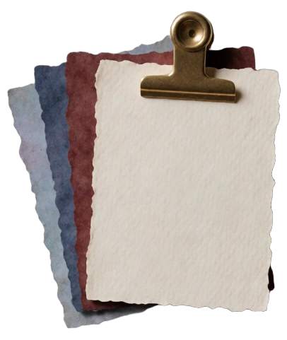 Blank handmade cards with a brass clip