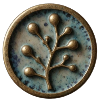 Gold and blue botanical seal