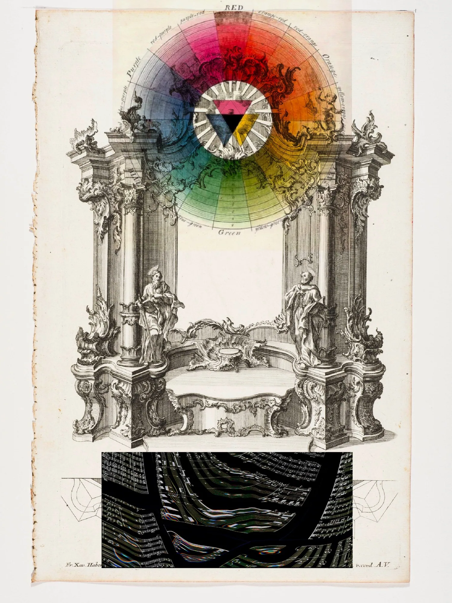 Colour wheel and architectural collage